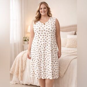 5 More Minutes Womens Sleep Dress 2X or 3X Buttery Soft Teddy Print Nightgown